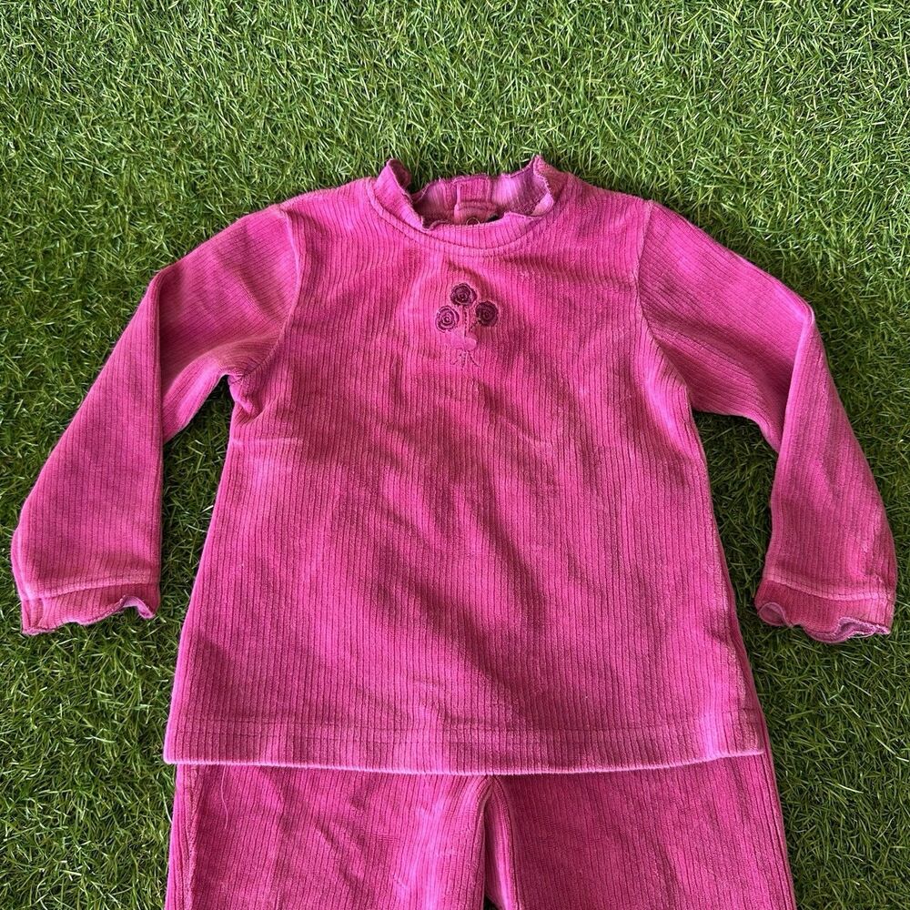 Vintage Children's Place Outfit Infant Girls Size 12 Months Pink Ribbed Ruffle - Picture 2 of 9